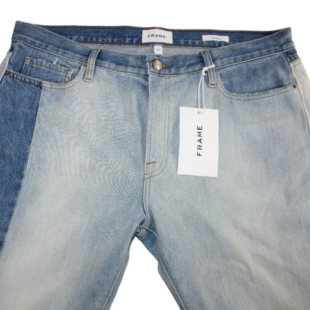Frame Dinsmore Le Garcon Mix Media Blue Fade  Denim Mid Rise Straight